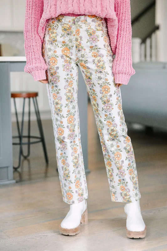 What You Know Ivory White Floral Pants