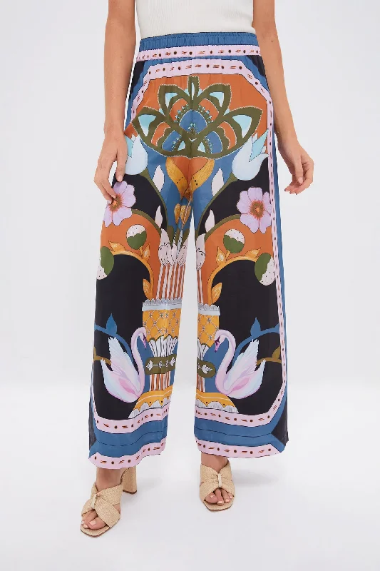 Black and Blue Multicolor Print Madison Pants