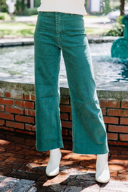 It's All A Dream Green Crop Jeans