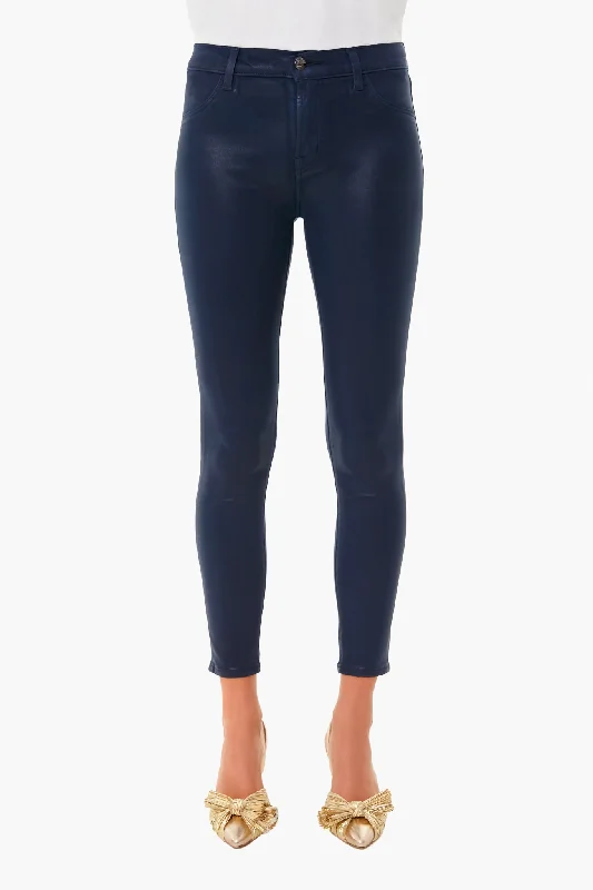 Stellar Navy Alana High Rise Coated Crop Skinny