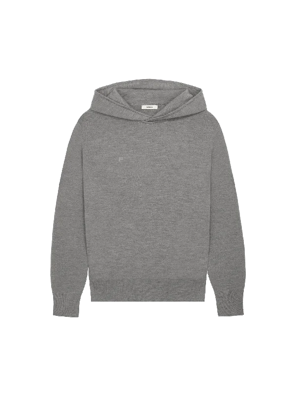 Mens Regenerative Merino Wool Hoodie—grey marl