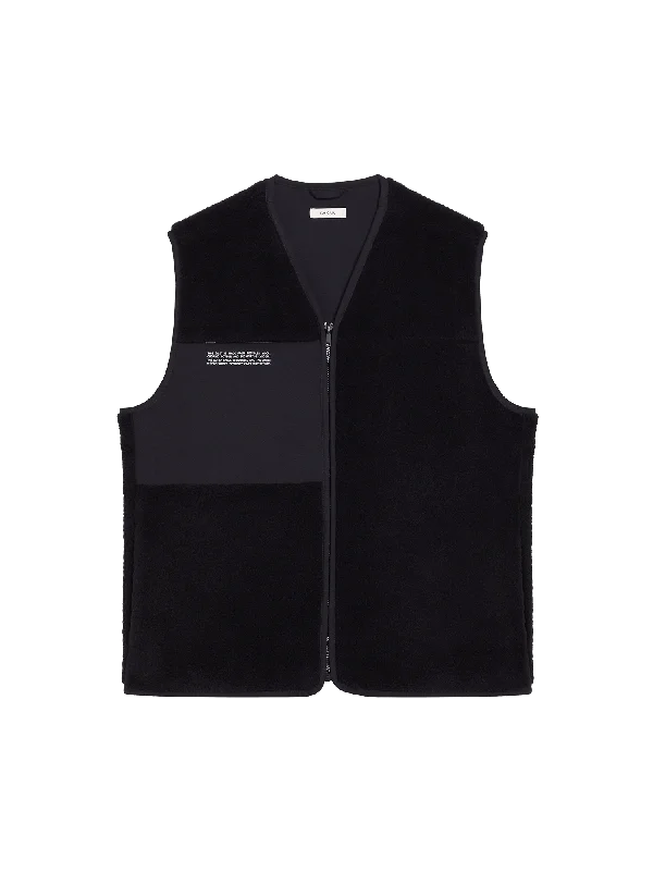 Womens Recycled Wool Fleece Gilet—black