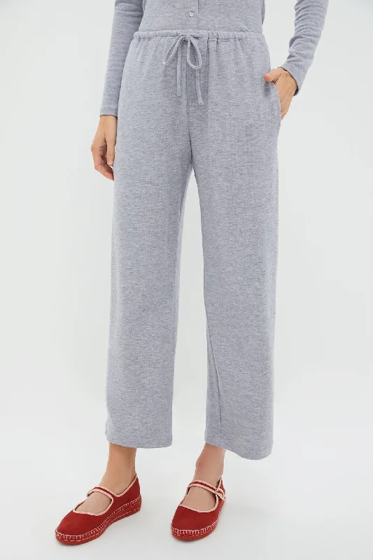 Grey Melange Lauren Crop Drawstring Pants