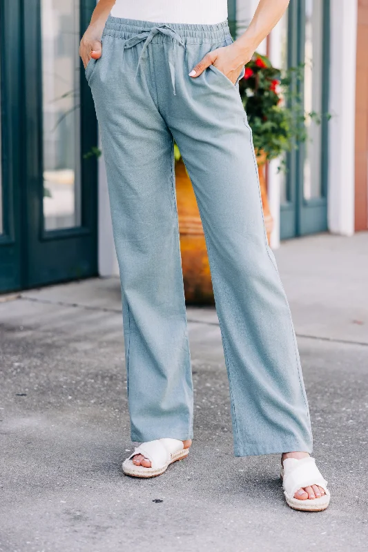 Just Relax Patina Green Linen Pants