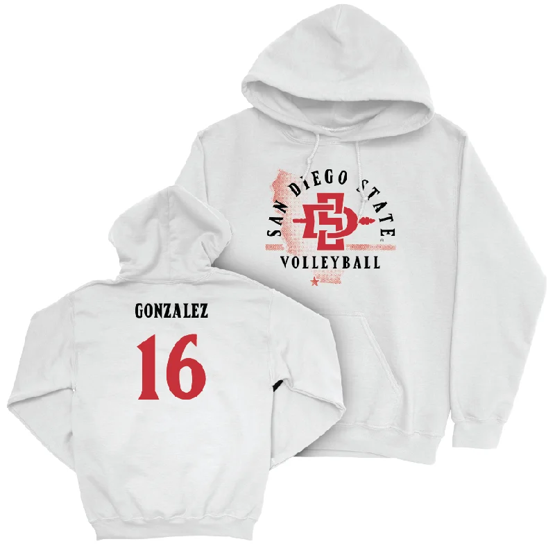 SDSU Women's Volleyball White State Hoodie - Sarena Gonzalez #16