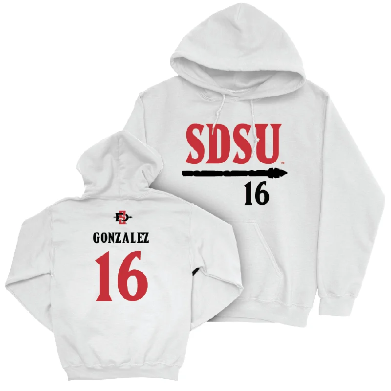 SDSU Women's Volleyball White Staple Hoodie - Sarena Gonzalez #16