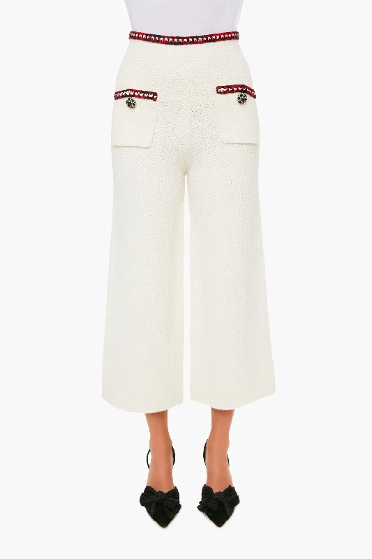 Ivory Waffle Knit Trouser