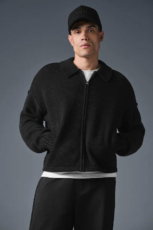 Heritage Full Zip Sweater - Black