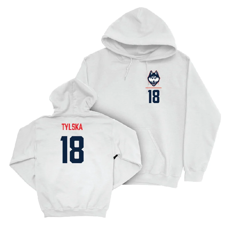 UConn Women's Volleyball Logo White Hoodie  - Hanna Tylska