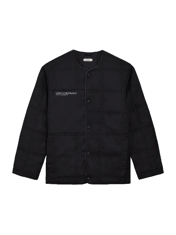 Archive Mens Flower-Warmth Quilted Collarless Jacket —black