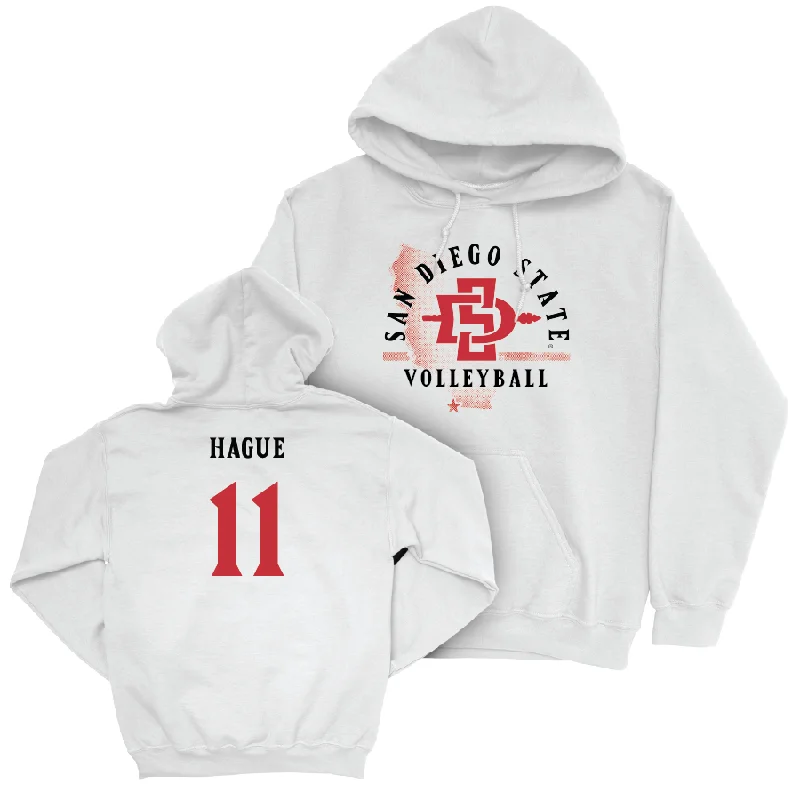 SDSU Women's Volleyball White State Hoodie - Campbell Hague #11