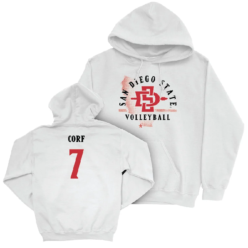 SDSU Women's Volleyball White State Hoodie - Madi Corf #7