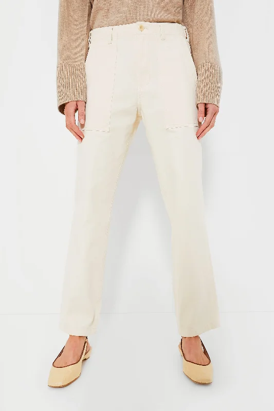 Ecru Herringbone Neil Pant