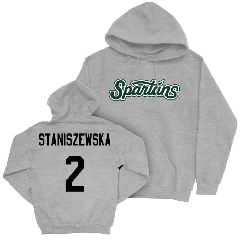 Sport Grey Women's Volleyball Script Hoodie  - Karolina Staniszewska