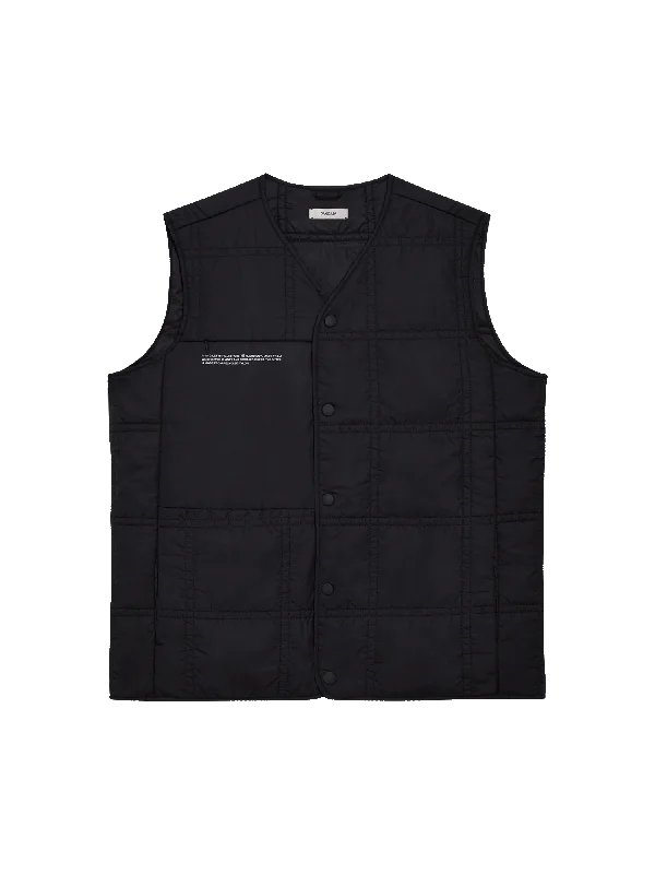 Archive Mens Flower-Warmth Quilted Gilet—black