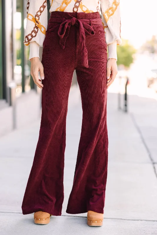 You've Got It Burgundy Red Corduroy Flare Pants