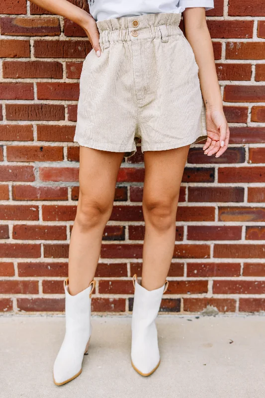 Work It Out Taupe Corduroy Shorts