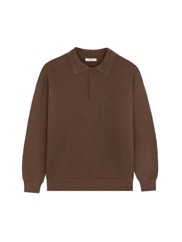 Mens DNA Heavyweight Polo Sweatshirt—cacoa brown