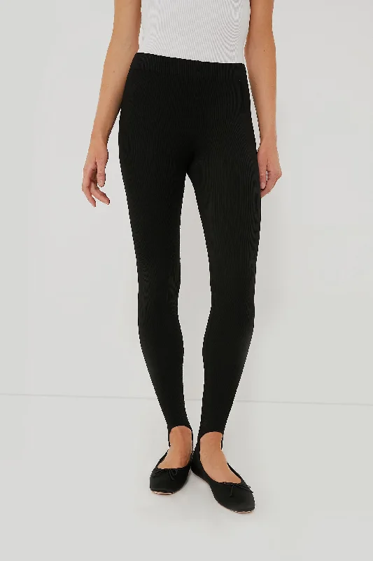 Black Rib Stirrup Legging