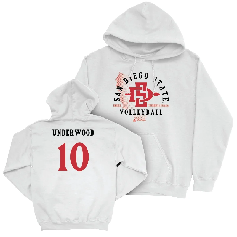 SDSU Women's Volleyball White State Hoodie - Taylor Underwood #10