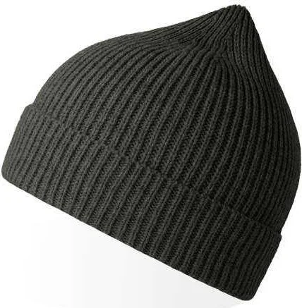 Atlantis Headwear Andy - Sustainable Fine Rib Knit Beanie - Dark Gray