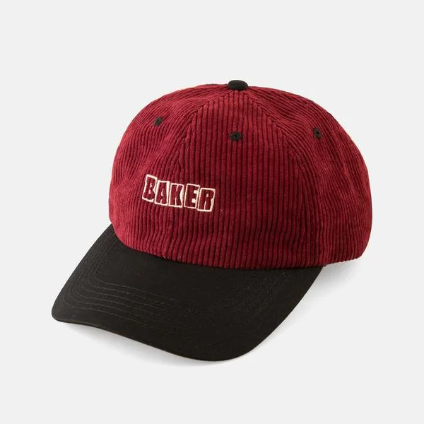 Baker Skateboards Brand Logo Corduroy Cap - Black/Wine