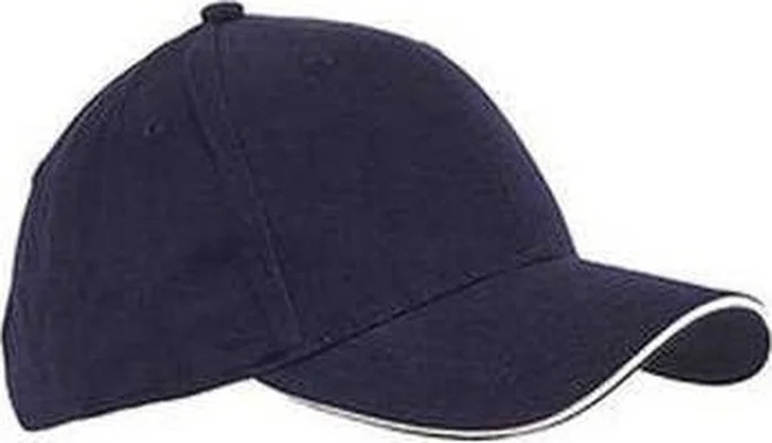 Big Accessories BX004 6-Panel Twill Sandwich Baseball Cap - Navy Stone