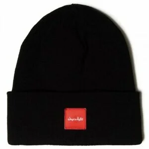 Chocolate Red Square Tight Cuff Beanie - Black