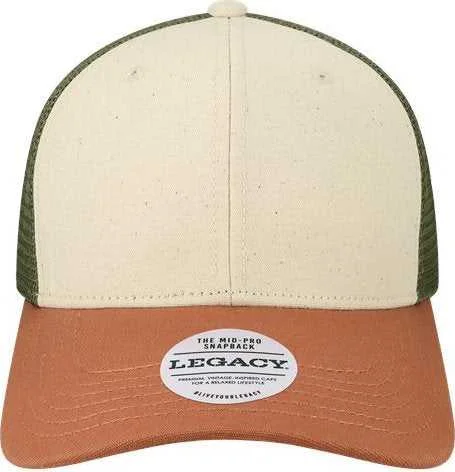 Legacy MPS Mid-Pro Snapback Trucker Cap - Stone Bronze Light Olive Green