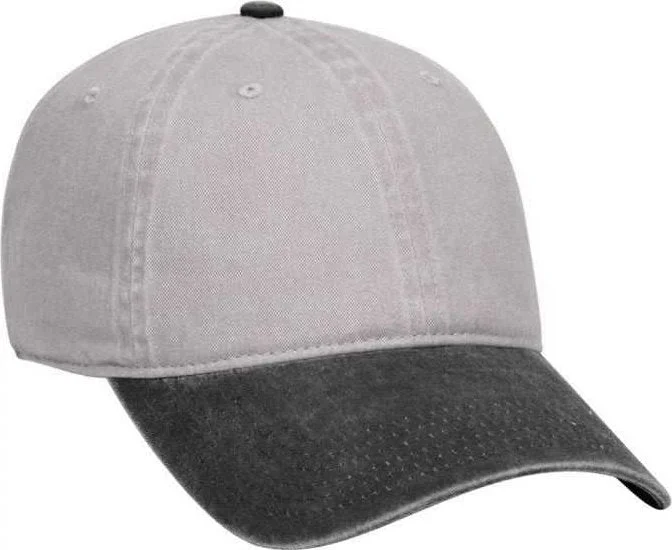 OTTO 18-202 Washed Pigment Dyed Cotton Twill Low Profile Pro Style Unstructured Soft Crown Cap - Black Gray