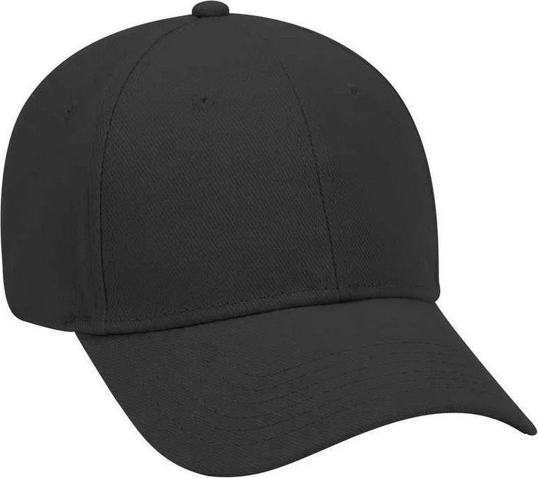 OTTO 19-004 Brushed Bull Denim Low Profile Pro Style Cap with Brass Buckle and Button Hole Insert - Black