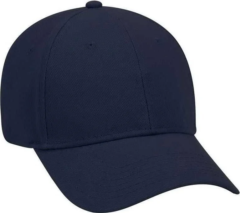 OTTO 19-004 Brushed Bull Denim Low Profile Pro Style Cap with Brass Buckle and Button Hole Insert - Navy