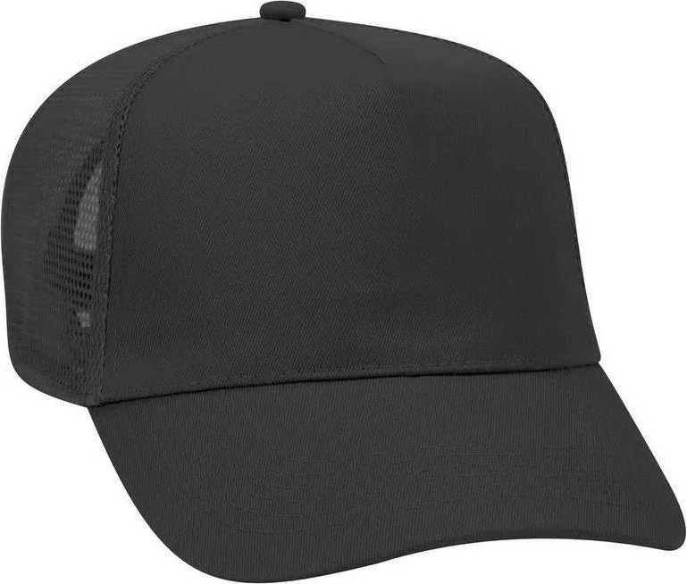 OTTO 32-1104 Promo Cotton Blend Twill 5 Panel Pro Style Mesh Back Trucker Hat - Black