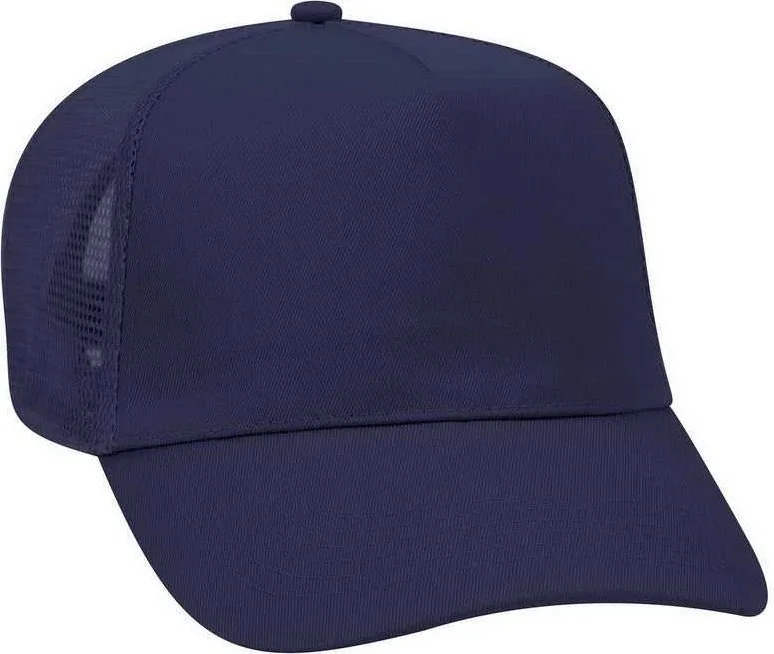 OTTO 32-1104 Promo Cotton Blend Twill 5 Panel Pro Style Mesh Back Trucker Hat - Navy