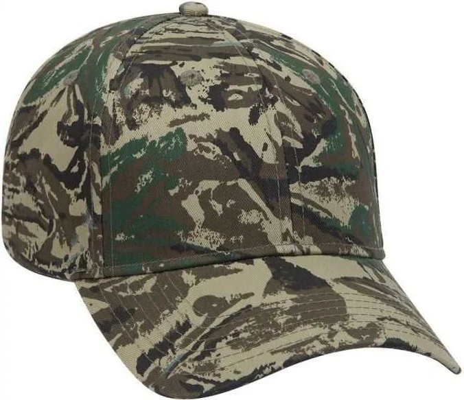 OTTO 78-353 Camouflage 6 Panel Low Profile Baseball Cap - Olive Green Black Dark Green