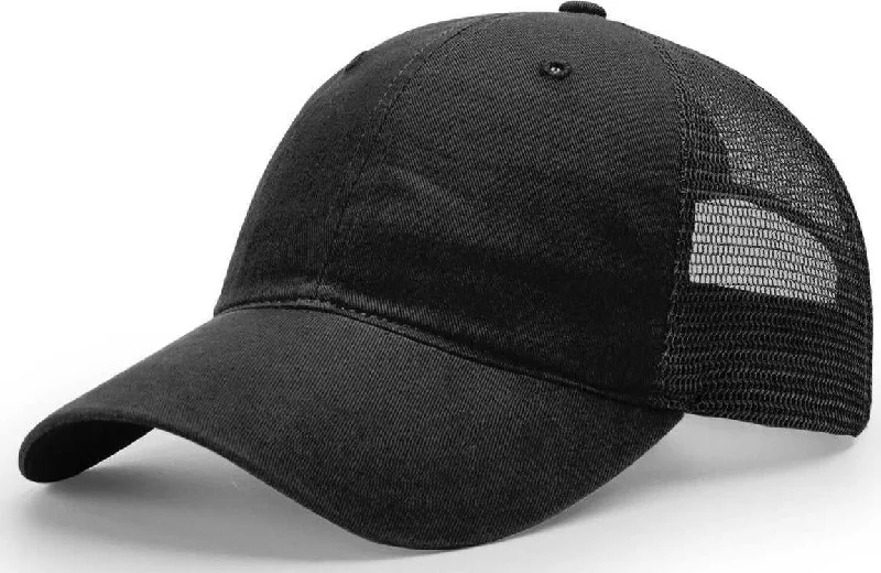 Richardson 111 Garment-Washed Trucker Caps- Black