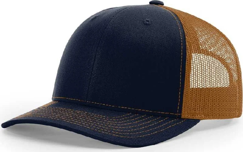 Richardson 112 Snapback Trucker Caps- Navy Caramel