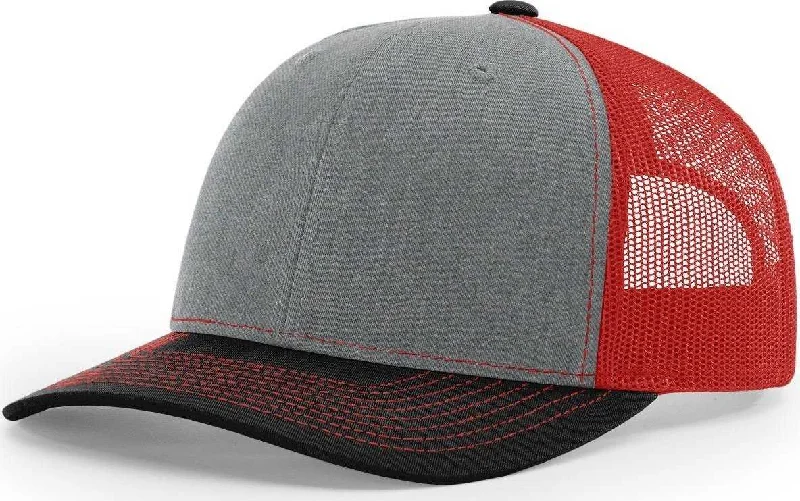 Richardson 112 Snapback Trucker Caps- Gray Red Black