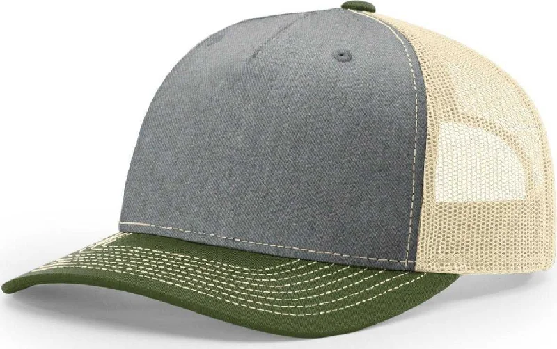 Richardson 112FP Trucker Caps- Heather Gray Birch Army Olive