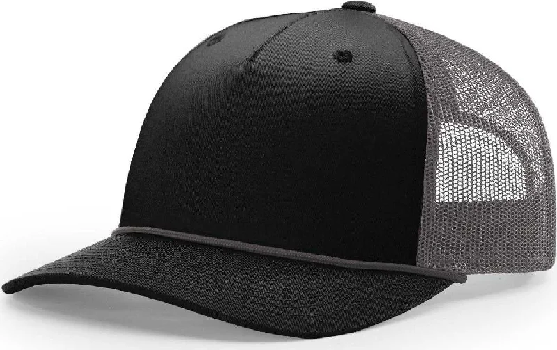 Richardson 112FPR Rope Trucker Caps- Black Charcoal