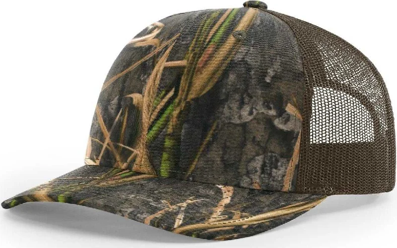 Richardson 112P Patterned Snapback Trucker Caps- Mossy Oak Habitat Brown