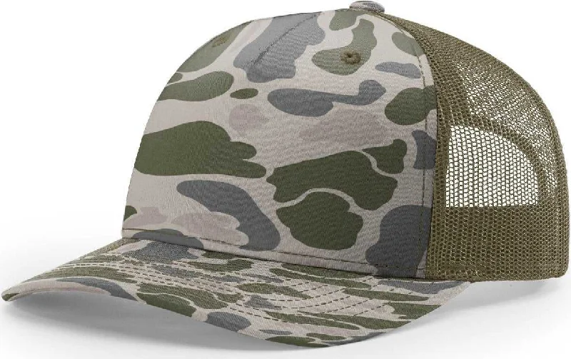 Richardson 112PFP 5 Panel Patterned Snapback Trucker Caps- Marsh Duck Camo Loden