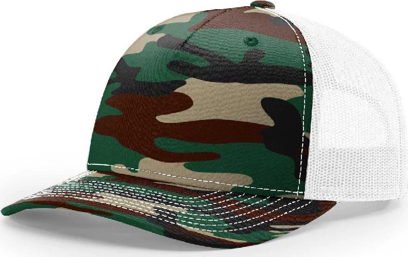 Richardson 112PFP 5 Panel Patterned Snapback Trucker Caps- Army Camo White