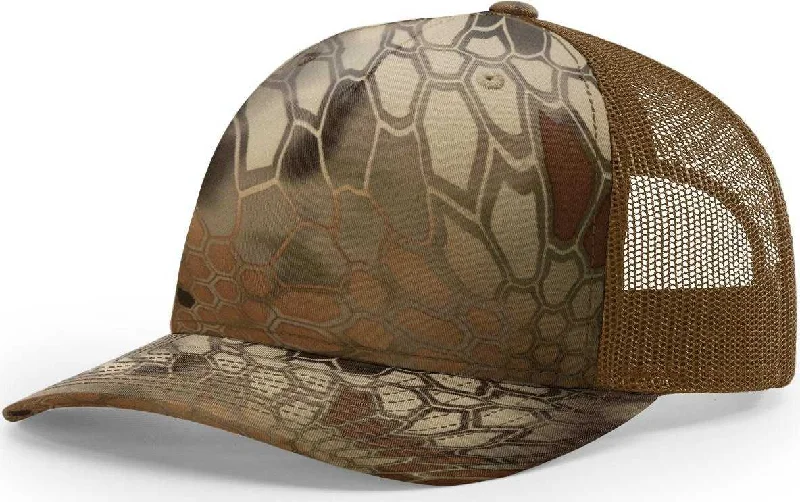 Richardson 112PFP 5 Panel Patterned Snapback Trucker Caps- Kryptek Highlander - Buck