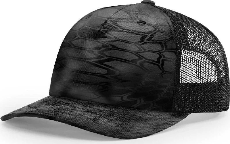 Richardson 112PFP 5 Panel Patterned Snapback Trucker Caps- Kryptek Typhon Black