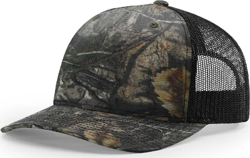 Richardson 112PFP 5 Panel Patterned Snapback Trucker Caps- Mossy Oak Country DNA Black