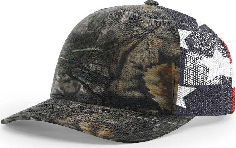 Richardson 112PM Printed Mesh-Back Trucker Caps- Mossy Oak Country DNA Stars & Stripes