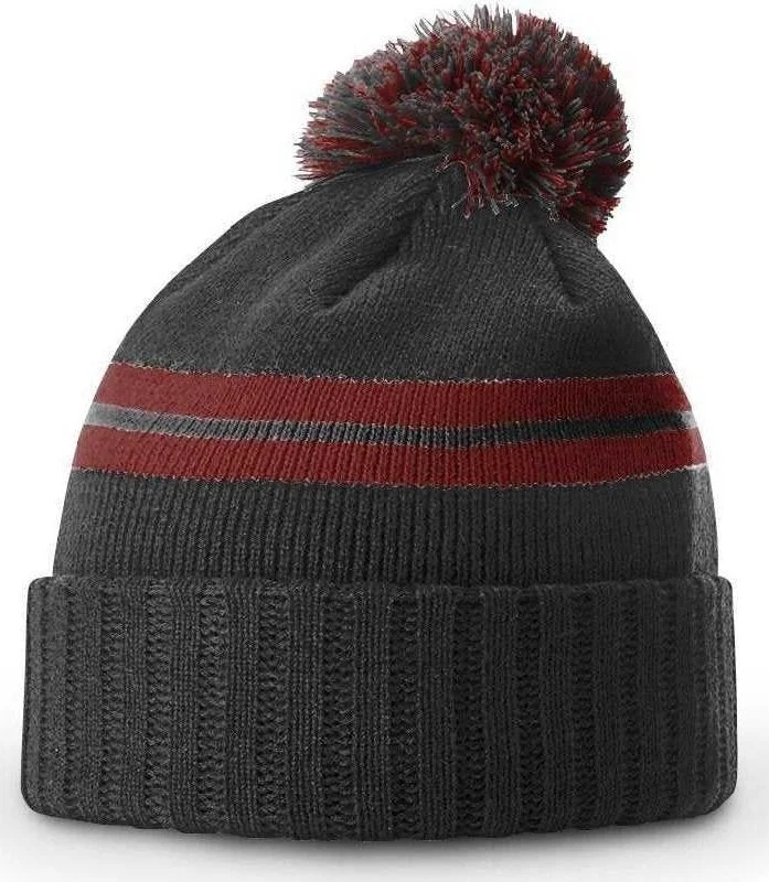 Richardson 135 Short Pom Beanies - Heather Charcoal