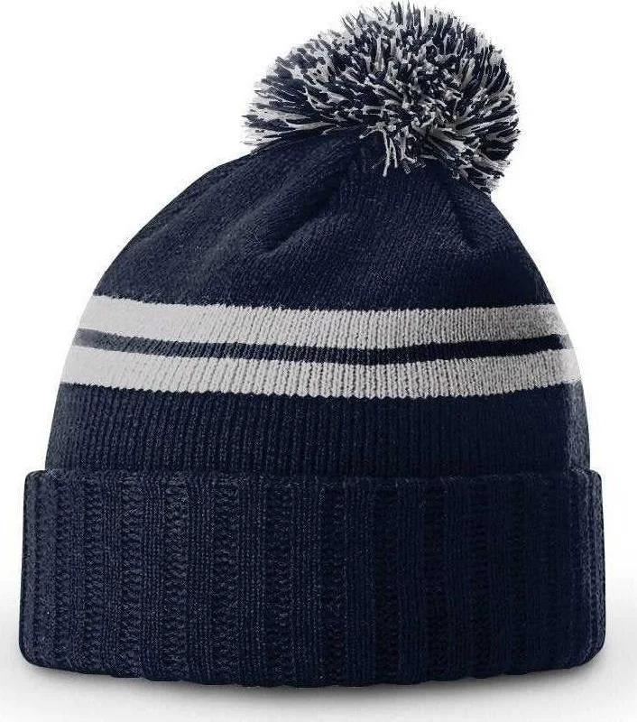 Richardson 135 Short Pom Beanies - Heather Navy