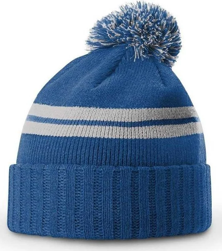 Richardson 135 Short Pom Beanies - Heather Royal